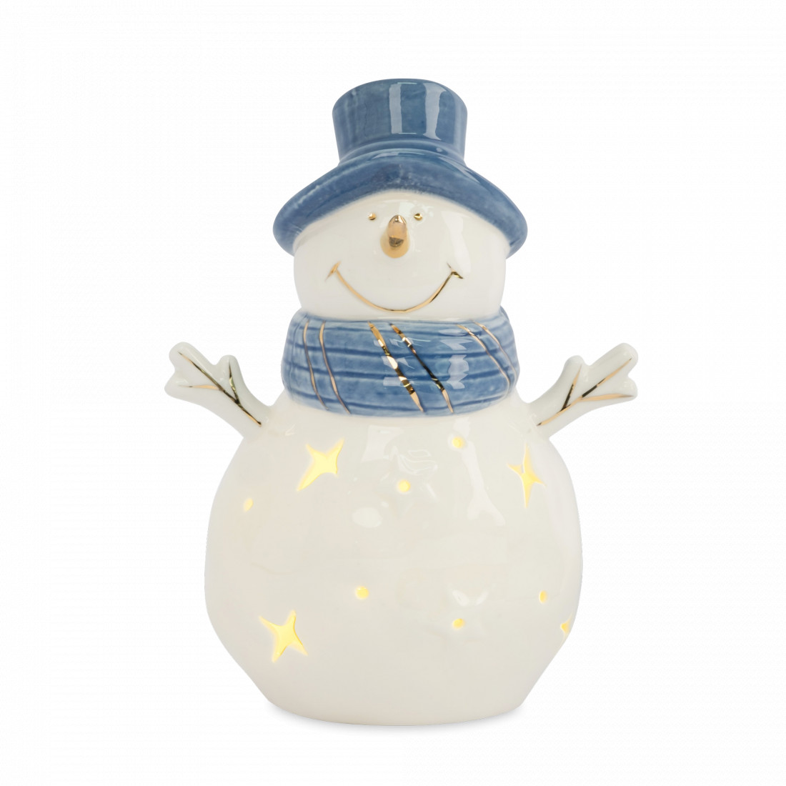 Статуэтка с подсветкой Снеговик, 15 см, фарфор, бело-голубой, серия New Year, ANNA LAFARG, Китай