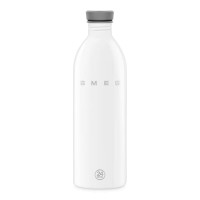 Бутылка для воды, нержавеющая сталь 18/8, 1000 мл, белый, серия 24Bottles, SMEG, Италия