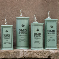 Бутылка для масла, 21 см,  0,25 л,  керамика, зеленый, серия Oliere Vintage, NUOVA CER, Италия_00805870064014305729.jpg