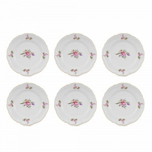 Набор из 6-ти закусочных тарелок, 19 см, фарфор, белый, декор, серия Мейсенский букет, REPAST, Чехия, Мейсенский букет REPAST