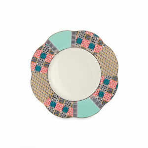 Тарелка десертная Eutenea, 20.5 см, фарфор, белый, декор, серия Anemone, LE COQ, Италия, Итальянский фарфор