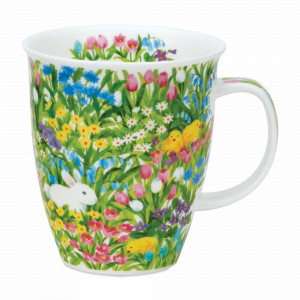 Кружка «Кролик в цветах», 480 мл, костяной фарфор, белый, декор, серия Nevis, DUNOON, Великобритания, Чашки