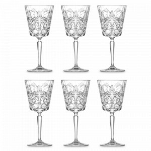 Набор из 6-ти бокалов для вина, 290 мл, хрустальное стекло, серия Tattoo, RCR, Италия, Фужеры для вина