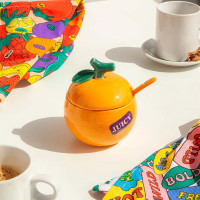 Сахарница  с ложкой Orange, 9 х 11 см, керамика, оранжевый, DOIY, Испания_00819740051032494610.jpg