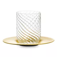 Пара кофейная для капучино, 270 мл, хрустальное стекло, цвет декора - золотой, серия Twist, EISCH, Германия, 