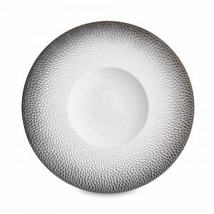 Тарелка для пасты с широким бортом FRAGMENTS BLACK, 30 см, фарфор, белый, рельеф, серия Collection L, GUY DEGRENNE, Франция, GUY DEGRENNE (Франция)