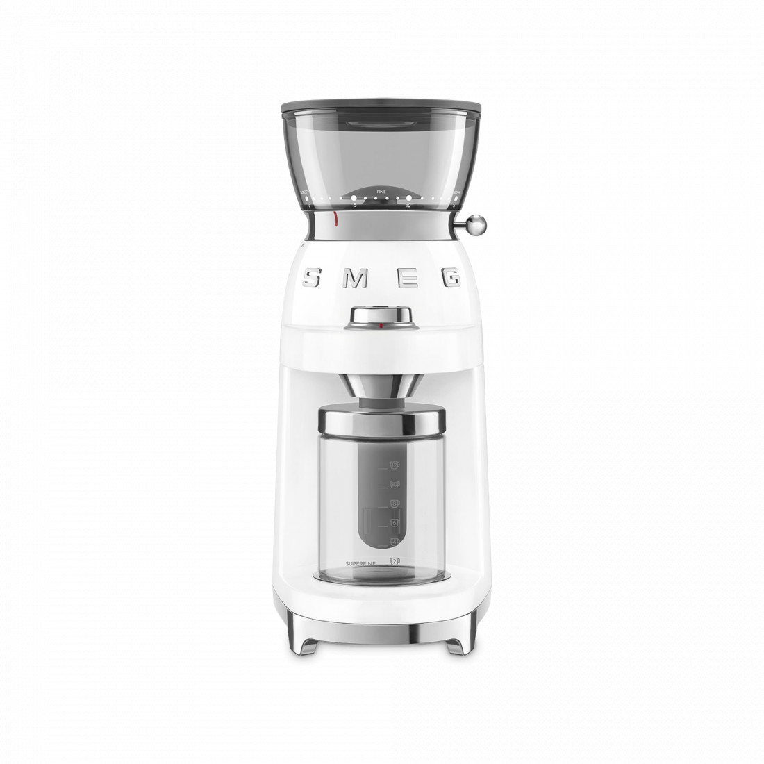 Кофемолка , литой алюминий, нержавеющая сталь, пластик, белый, SMEG, Италия
