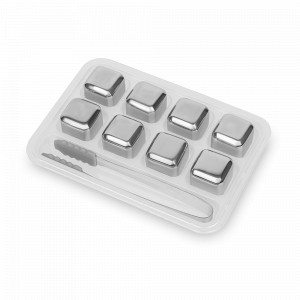 Набор из 8-ми кубиков для охлаждения виски с щипцами, нержавеющая сталь, серия Bar Craft, HOMEFEEL, Россия, HOME FEEL (Россия)