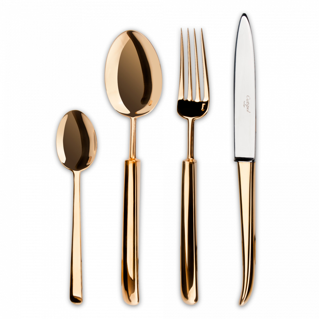 Набор столовых приборов на 6 персон, 24 предмета, золотистый, серия Carre, CUTIPOL, Португалия