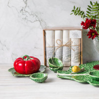 Масленка с крышкой «Томат», 20 х 18 х 9 см, керамика, красный, зеленый, серия Томат, Bordallo Pinheiro, Португалия_00818940052939636092.jpg