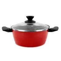 Кастрюля низкая с крышкой, 24 см, 4.4 л, сталь, стеклоэмаль, красный, серия Cerise Pierre, VITRINOR, Испания, 