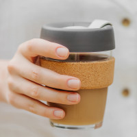 Кружка дорожная Press L, объем: 454 мл, материал: закаленное стекло, пластик, пробка, цвет: серый, серия Brew Cork, KEEPCUP, Австралия_00804210068392512690.jpg