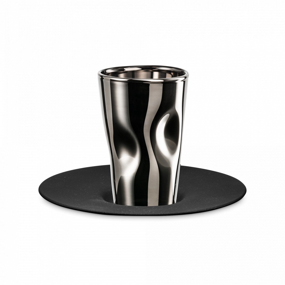 Чашка с блюдцем для эспрессо, 100 мл, цвет-платина/черный, серия Unik, EISCH, Германия