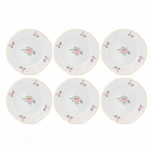 Набор из 6-ти закусочных тарелок, 21 см, фарфор, белый, декор, серия Мейсенский букет, REPAST, Чехия, Мейсенский букет REPAST