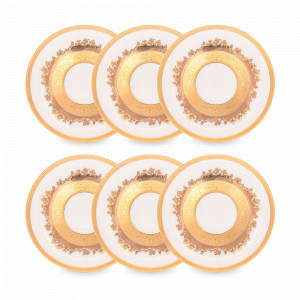 Набор из 6-ти блюдец для чайной чашки Cream Gold, 14.5 см, фарфор, белый, бежевый, серия Constanza 9320, FALKENPORZELLAN, Германия, Чайные пары из фарфора