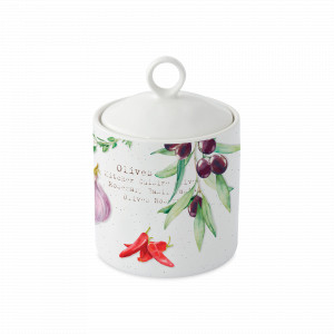 Банка для хранения, 13 см, фарфор, белый, декор, серия Домашняя кухня, EASY LIFE (R2S), Италия, Банки для хранения чая
