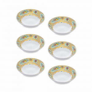 Набор из 6-ти розеток Seladon Gold, 10 см, фарфор, оливковый, золотой, серия Constanza Vienna, FALKENPORZELLAN, Германия, Соусники набор