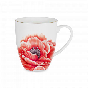 Кружка Мак Flowers, 400 мл, костяной фарфор, белый, декор, серия Emily, ANNA LAFARG, Китай, Большие кружки