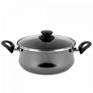 Кастрюля низкая с крышкой, 30 см, сталь, стеклоэмаль, графитовый, серия Authentique Crystal, VITRINOR, Испания, Кастрюли