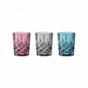 Набор из 3-х шотов Fresh Colors, 55 мл, хрустальное стекло, малиновый, синий, серый, серия Noblesse, NACHTMANN, Германия, Рюмки для текилы