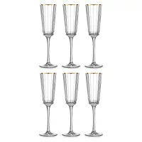 Набор из 6-ти бокалов для шампанского Gold, 170 мл, хрустальное стекло, позолота, серия Macassar, CRISTAL D ARQUES, Франция, 