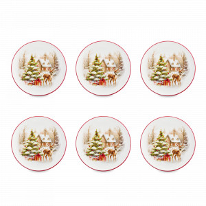 Набор из 6-ти тарелок десертных, 15.2 см, керамика, белый, декор, серия Новогоднее чудо, DECOR DE TABLE, Россия, DECOR DE TABLE (Россия)