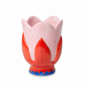 Подставка - цветок, 11 см, керамика, красный, розовый, серия Bloom, DOIY, Испания, Предметы интерьера