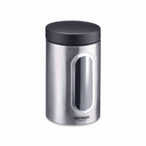 Банка для сыпучих продуктов  с окошком, объем 950 мл,  диам. 89 мм, высота 157 мм, нержавеющая сталь, серия Steel, Westmark, Германия, WESTMARK (Германия)