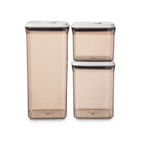 Набор из 3-х контейнеров для хранения с вакуумной крышкой, 850 мл, 1.5 л, 2.5 л, пластик, коричневый, серия Click, WO HOME, Германия