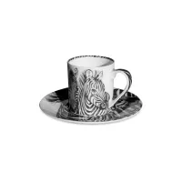 Пара кофейная, 100 мл, костяной фарфор, белый, черный, серия Wild Spirit, TAITU, Италия, 