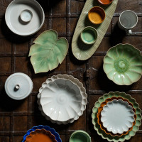 Блюдо сервировочное Leaf, 27 х 20 см, керамика, зеленый, серия Marrakesh, COSTA NOVA, Португалия_00816860064869407985.jpg