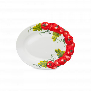 Блюдо овальное, 22 х 14 см, керамика, белый, декор, серия Томаты, EDELWEISS, Италия, EDELWEISS (Италия)