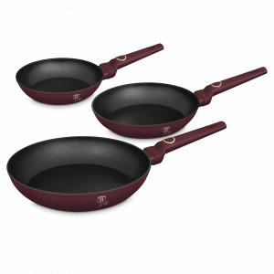 Набор из 3-х сковородок с антипригарным покрытием, литой алюминий, бордовый, серия Leonardo, BERLINGER HAUS, Венгрия, BERLINGER HAUS (Венгрия)