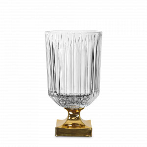 Ваза для цветов, 32 см, хрустальное стекло с золотой ножкой, серия Minerva, NACHTMANN, Германия, Вазы NACHTMANN