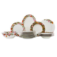 Сервиз столовый на 6 персон, 20 предметов, фарфор, белый, декор, серия Майя, MIX&MATCH HOME, Китай