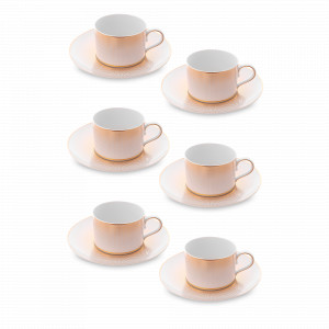 Набор из 6-ти чайных пар White Gold, 230 мл, фарфор, белый, золотой, серия Constanza Rio, FALKENPORZELLAN, Германия, Чайные пары из Германии