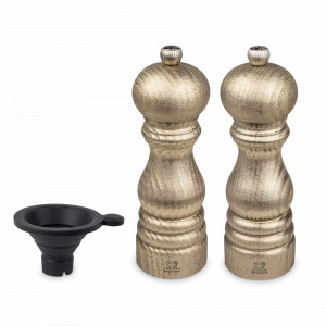Набор мельниц для соли и перца, 18 см, дерево, золотистый, серия Golden, PEUGEOT, Франция, НОВИНКИ