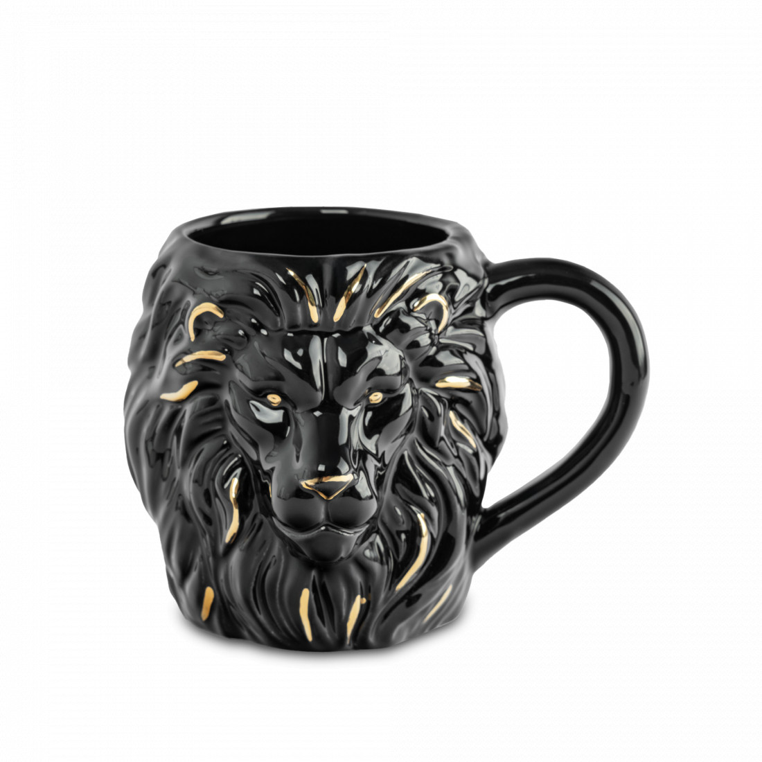 Кружка «Лев», 540 мл, керамика, черный, золотистый, рельеф, серия Manly, ANNA LAFARG, Китай