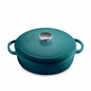Кастрюля с крышкой низкая, 28 см, 4.2 л, чугун, бирюзовый, серия Profond, VOEUX, Франция, VOEUX (Франция)
