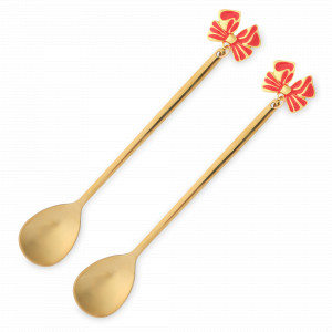 Набор из 2-х десертных ложек «Бант», 15 см, сталь, золотистый, серия New Year, ANNA LAFARG, Китай, НОВИНКИ