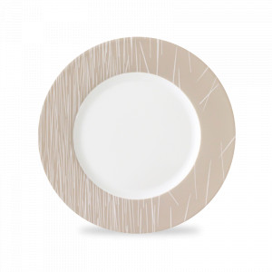 Тарелка десертная, 22,5 см, фарфор, белый, бежевый, серия Boreal Swing, GUY DEGRENNE, Франция, Плоские круглые тарелки