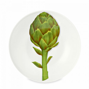 Тарелка суповая, 20,5 см, костяной фарфор, белый, зеленый, серия Freedom, TAITU, Италия, Фарфоровые тарелки для супа