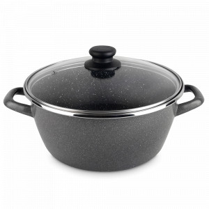 Кастрюля низкая с крышкой, 26 см, сталь, стеклоэмаль, черный, серия K2, VITRINOR, Испания, Посуда антипригарная