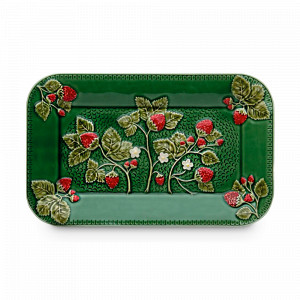 Блюдо прямоугольное «Земляника», 34 х 21 см, керамика, зеленый, серия Земляника, Bordallo Pinheiro, Португалия, BORDALLO PINHEIRO (Португалия)