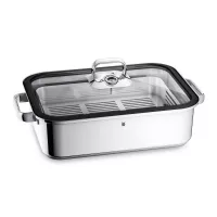 Жаровня прямоугольная с крышкой и вставкой - пароваркой, 41 х 27 см, 6.5 л, сталь, стекло, серия Vitalis, WMF, Германия, 