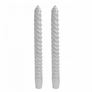 Свеча тонкая «Rope», 2 предмета, 25 см, парафин, блестки, серебристый, серия New Year, ANNA LAFARG, Китай, Свечи