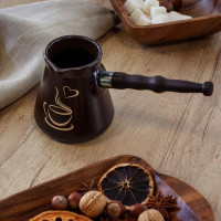 Турка Lovely, 500 мл, керамика, дерево, коричневый, WALMER, Великобритания_00808720061370346071.jpg