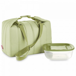 Термосумка с контейнером, 1,4 л, полиэстер, биопластик, зеленый, серия Handy Bio, GUZZINI, Италия, GUZZINI (Италия)