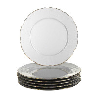 Сервиз столовый на 12 персон, 67 предметов, фарфор, белый, золотой, серия Белый узор, BERNADOTTE, Чехия_00821270056564168792.jpg