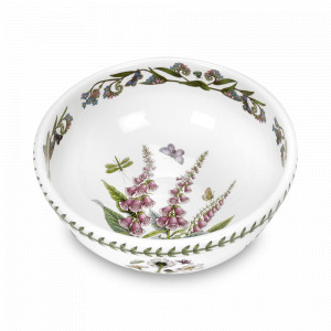 Салатник «Наперстянка», 25 см, фаянс, белый, декор, серия Botanic Garden, PORTMEIRION, Великобритания, Английский фарфор